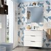 SENSEA Mobile bagno sospeso con lavabo L 80 x H 72 x P 45 cm bianco lucido 3 cassetti per vasca centrale Jnka
