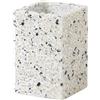 GEDY | Porta Spazzolino Zoe, Bicchiere Porta Spazzolino in Resina e Pietra, Colore Bianco, 11,3x7,4x7,4cm