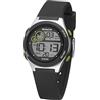 SINAR Orologio da polso per giovani, digitale, al quarzo, 10 bar, con allarme, luce EL e cinturino in silicone, nero, verde chiaro, XF-68-1, Nero , Sportivo
