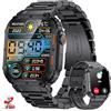 FOXBOX Orologio Smartwatch Uomo, 1,96 Smart Watch con 24/7 Frequenza Cardiaca, Pressione Sanguigna, SpO2, Monitor del Sonno per Android iOS, 100+ Sports, IP68 Impermeabile, Bluetooth Chiamate