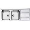Smeg PRONTA CONSEGNA - Smeg Lavello due vasche con gocciolatoio LPR116 finitura acciaio inox da 116 cm