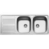 Smeg Lavello due vasche con gocciolatoio a sinistra LYP116S finitura acciaio inox da 116 cm