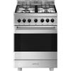 Smeg Cucina B61GMX2 con forno termoventilato e piano cottura gas finitura acciaio inox da 60x60 cm