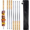 AWCIGG® 8 Pezzi Spiedini in Acciaio Inox con Manici in Legno di Faggio, Spiedini Barbecue Lunghi 42 cm, Spiedo per Barbecue Riutilizzabili, Accessori Barbecue per Verdure, Carne e Salsicce