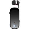 Oluote Auricolare Bluetooth con Clip e Cavo Retrattile,Auricolar Senza Fili con Microfono, Bluetooth V5.2 cuffie retrattili per donne uomini e ufficio sport (Nero)