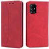OKZone Cover per Samsung Galaxy A71 4G, Custodia Flip Pelle Portafoglio Magnetica Libro [Slot Schede], Silicone TPU Bumper Wallet Supporto Cover, Antiurto [Kickstand] (Rosso)