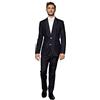 Suitmeister Vestito di Halloween da Uomo con Stampe Eleganti e raccapriccianti-Set Completo: Include Giacca, Pantaloni e Cravatta Lavoro, Gangster Gessato Nero