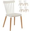 Kosmi - Set di 4 sedie da bar bianche in stile scandinavo modello pop con scocca in resina bianca e piedi in legno naturale