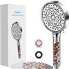 Amtier Soffione Doccia, Risparmio Idrico con Filtro, Anticalcare Alta Pressione Risparmio Idrico Doccia Soffione, Soffione Doccia a Pioggia con 6 Tipi di Getto(Soffione Senza Tubo)