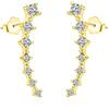 Dankadi Argento Sterling Post Zircone Orecchio Crawle Orecchino per le Donne 7 Crystal Star Orecchio Ear Stud AAA CZ Arrow Ear Climber regali per lei Gioielli, length 0.94 inch, Argento sterling
