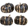 HEITMANN DECO Set di 4 zucche in nero, decorazione autunnale e Halloween, ca. 15 x 15 cm, per tavolo, davanzale e scaffale