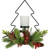 Flair Flower Portacandele decorativo in metallo con vetro tealight, coni, bacche, rami di abete, luce d'atmosfera, candelabro, decorazione natalizia, decorazione da tavolo, oggetto decorativo in vetro, immagine 3D