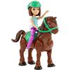 Barbie fhv62, Bambola On The Go (Castana) & Mini Pony Marrone, con Sella Verde