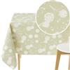 KP HOME Tovaglia Plastificata Rettangolare 250x140 cm, Tovaglia Cerata per Tavolo da 8 Posti, in PVC Facile da Pulire, Impermeabile, per Uso Interno ed Esterno, con Motivo Dente di Leone Verde Salvia