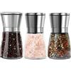 BEOIUCZZY 3 Pezzi Macina Sale Pepe, Saliera e Pepiera Manuale in Vetro e Acciaio Inox Macinapepe, Macinasale e Pepe Dimensioni Regolabili Dei Grani per Sale Marino Grosso, Pepe in Grani, 180ML