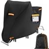 SRIMMIT Telo Moto per Esterno Impermeabile,Telo Coprimoto da Interno in 420D,con Finestra Targa Trasparente,4 Strisce Riflettenti,3 Fibbie Antivento,Impermeabile,Antivento,Antipolvere(M 200 X 85 X 100cm)