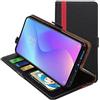 ebestStar - Cover per Xiaomi Mi 9T, Mi 9T Pro, Custodia Libro Protezione Portafoglio, Pelle PU Porta Carte, Nero/Rosso