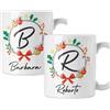 Colorfamily Coppia di tazze Natale Tazza Natalizia PERSONALIZZABILE con nome e Iniziale Christmas Mug 11 Oz Idea Regalo