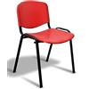GALIZIA prjme Galizia Prime sedia fissa impilabile, telaio in acciaio verniciato nero con sedile e schienale in plastica colorata antigraffio (Red, 1)