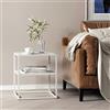 [en.casa] Tavolino Basso da Soggiorno Comodino a 2 Ripiani Tavolino in Acciaio Consolle da Divano 50 x 45 x 40 cm - Bianco Opaco
