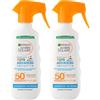 Garnier 2x Garnier Ambre Solaire Kids SPF 50+ Spray Protezione Molto Alta Bimbi Ipoallergenico e Resistente all'Acqua - 2 Flaconi da 270ml ognuno