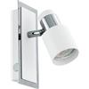 Eglo LED Lampada da parete Davida, applique, faretto da parete in metallo cromato e bianco, lampada soggiorno con interruttore, spot con lampadina GU10, luce calda