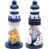 JJQHYC 2 Pezzi Faro in Legno - Decorazioni Marine per Bagno, Sala, Camera - Stile Nautico, Tema Mare Mediterraneo -Accessori Nautica Ornamento Casa Costiera