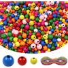 TOAOB THE ONE AND ONLY BABY TOAOB 1000 Pezzi Perline Legno Colorate Naturale con Foro Palline 6mm 8mm 10mm e 5 Metri Linea Elastica per Braccialetti Fai da Te Collane Lavoretti Gioielli Artigianato Decorazioni