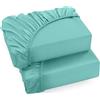 Utopia Bedding Set di 2 Lenzuolo con Angoli Una Piazza e Mezza Francese - 140x200cm - Blu Spa - Microfibra Spazzolata - Lenzuolo Sotto con Angoli Elasticizzato