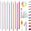 Coopay Set di 11 uncinetti tunisini con accessori per l'uncinetto, in alluminio lungo per uncinetto tunisino, 2-8 mm, pratici uncinetti tunisini, maglioni, vestiti per bambini