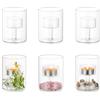 Glasseam Portacandele Tea Light in Vetro, Portacandele A Uragano Trasparente di Piccole Dimensioni per Candele Votive, Portacandele A Cilindro Moderno per Decorazioni Centrotavola Matrimonio
