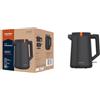 Grundig WK 5320 - Bollitore elettrico, potenza 2200 W, capacità 1,7 l, avvolgicavo, 1 litro, spegnimento automatico, elemento riscaldante nascosto in acciaio inox, colore: Grigio/Terracotta