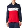 FILA Logo Seymour Blocked Felpa con Cappuccio, Black Iris-True Red Bright White, L Uomo