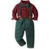 Acuryx Completini e Coordinati Gentiluomo Set per Bambino Ragazzo Completo Bretelle Fiocco Tuta Camicia Maniche Lunghe Pantaloni Cerimonia Battesimo