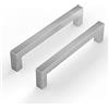 LONTAN 2 Maniglie per Mobili Cucina Argento, Distanza Maniglie: 128 mm, Maniglia per Cassetto, Argento, Maniglia per Mobili Cucina, Maniglia Ottone, Maniglie in Acciaio Inox