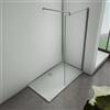 AICA 130x200cm Box Doccia Parete Walk In Con Vetro Trasparente Easyclean 8mm+Barra 90cm