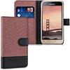 kwmobile Custodia Compatibile con Samsung Galaxy J3 (2016) DUOS Cover Portafoglio - Case Chiusura Magnetica Portacarte Tessuto Similpelle rosa antico/nero