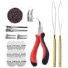 YANTAISIYU Kit di extension per capelli: 500 pezzi 2.5mm nano anelli, I-tip pinze per capelli, ago extension (marrone)