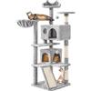 Yaheetech Albero Tiragraffi per Gatti Gioco Giocattolo per Gatti in Sisal Naturale 49 x 49 x 144,5 cm Grigio Chiaro