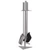 FIREFIX Set di attrezzi per camino, 4 pezzi, 180 x 160 x 600 mm (L x P x A), supporto, posate e manici in acciaio INOX