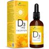 Vegavero Vitamina D3 + K2 Gocce | 2000 UI | 60ml | K2VITAL® All-Trans MK-7 + D3V® | Colecalciferolo & Menachinone | con Olio MCT Bio | Vegan | Alta Biodisponibilità e Alto Dosaggio | Vegavero®