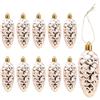 DAHI 10X Glitterati Decorazioni albero di Natale Champagne - Palline a Forma di Pigne Grandi - Pigne per Albero di Natale - Decorazioni Palline Natalizie (Champagne-a)