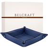 Belcraft Orvieto Svuotatasche in Pelle, Realizzato a mano da Artigiani Toscani, Porta Oggetti, Blu Marino (19x19 cm)