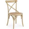 Set di 2 sedie CROSS in legno di olmo naturale e rattan naturale