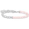 Thomas Sabo A2098-034-9-L19 - Bracciale da donna in argento sterling 925, lunghezza 16-19 cm, con perline di quarzo rosa, 16-19 cm, Argento sterling, Nessuna pietra preziosa