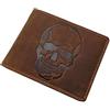 myledershop Pelle di bufalo portafoglio con teschio-motivo con blocco RFID & NFC (Marrone)