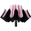 XuanMax Ombrello Inverso Pieghevole con Strisce Riflettenti Auto Apri/Chiudi 10 Costole Antivento Invertito Ombrello da Viaggio Ombrello Pioggia/Sole Anti UV per Uomo Donna Adulti Bambini - Pink