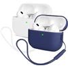 Mocarheri 2PCS Custodia in Silicone Compatibile con Airpods Pro 2 (2022), Mocarheri Ultra Sottile in Premium per Airpods Pro 2 Cover protettiva antiurto (Blu scuro+Bianco)