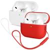 Mocarheri 2X Custodia in Silicone Compatibile con Airpods Pro 2 (2022), Mocarheri Ultra Sottile in Premium per Airpods Pro 2 Cover protettiva antiurto (Bianco/Rosso)