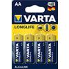 VARTA LONGLIFE, Mignon, AA, LR6, 1,5 V, 2600 mAh (4 pezzi), riceverete 1 confezione da 4 pezzi